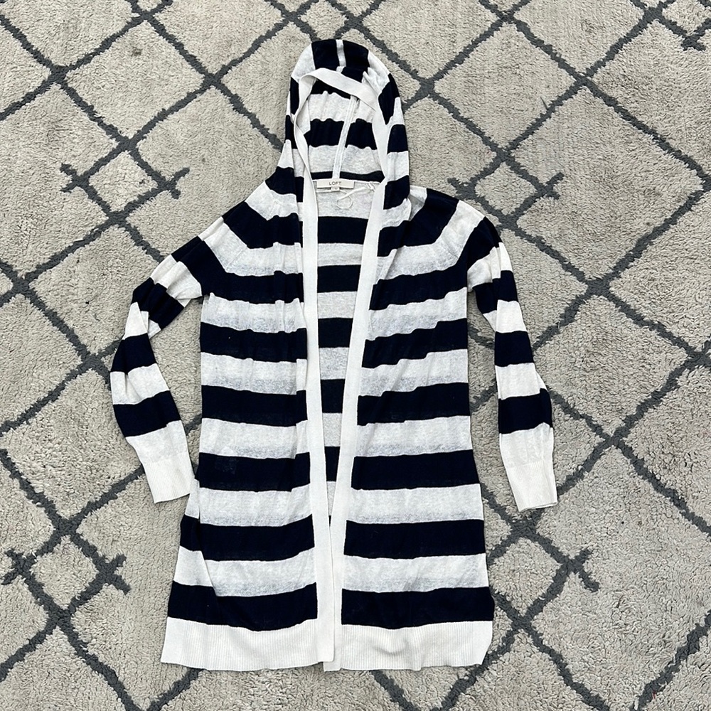 Loft - Navy & White Striped Lightweight cardigan - Excellent condition